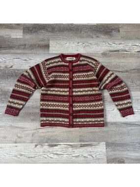 Vintage Crystal-Kobe Shetland Wool Fair Isle Cardigan Nordic Cottagecore Medium